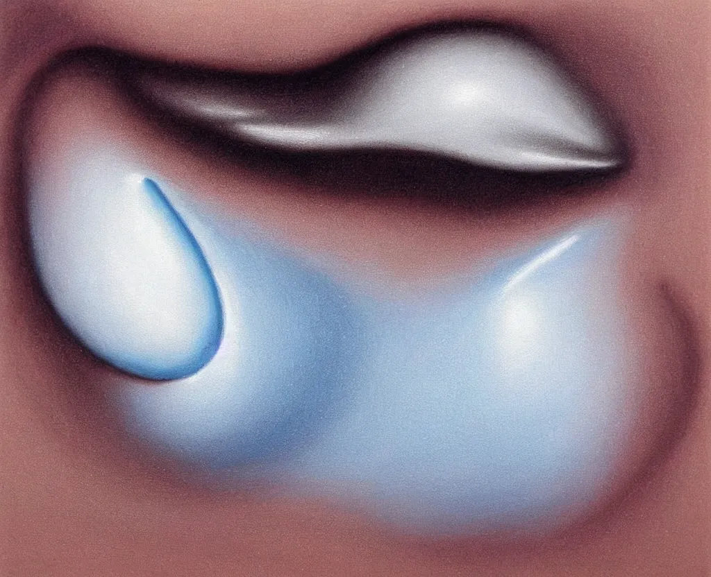 Image similar to realistic and detailed soft airbrush of a glossy water drop dripping on a white background, inspired by 8 0's airbrush illustrations, art by pater sato