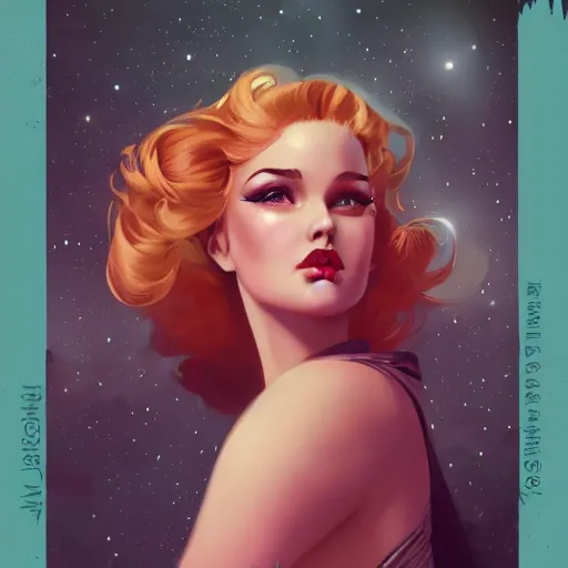 Image similar to a retro pinup by charlie bowater and anna dittmann and olivia de berardinis.