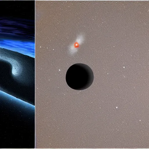 Prompt: 2 people stuck on a small asteroid orbiting a black hole