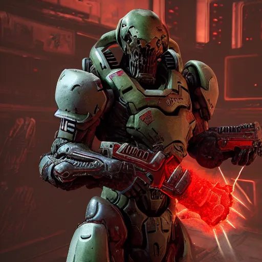 Image similar to doom slayer from doom 2 0 1 6, photography