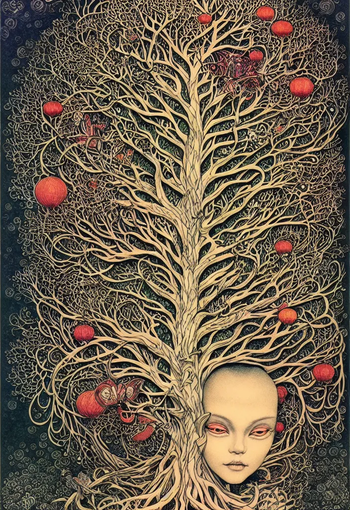 Image similar to portrait painted in jacek yerka style drawn by vania zouravliov and takato yamamoto, inspired by the tree of life, intricate acrylic gouache painting, high detail, sharp high detail, artstation