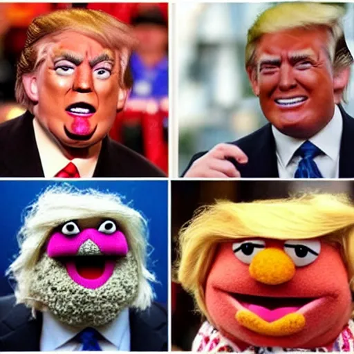 Image similar to a Muppet that looks like trump