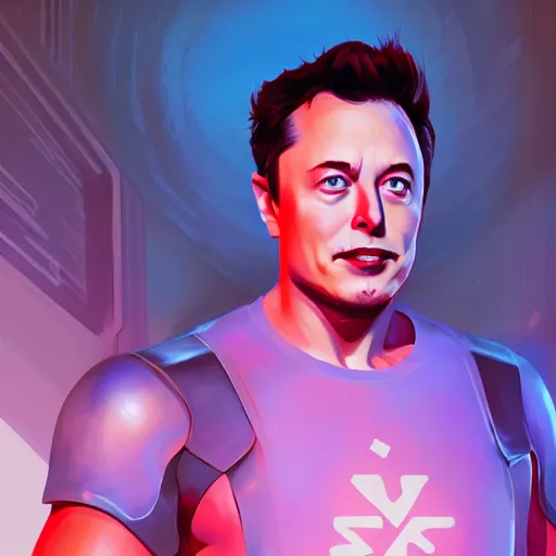 Image similar to Portrait of Elon Musk as Hephaestus, the greek god, mattepainting concept Blizzard pixar maya engine on stylized background splash comics global illumination lighting artstation lois van baarle, ilya kuvshinov, rossdraws