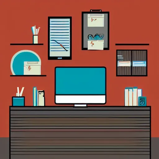 Image similar to modern office, vintage vector illustration