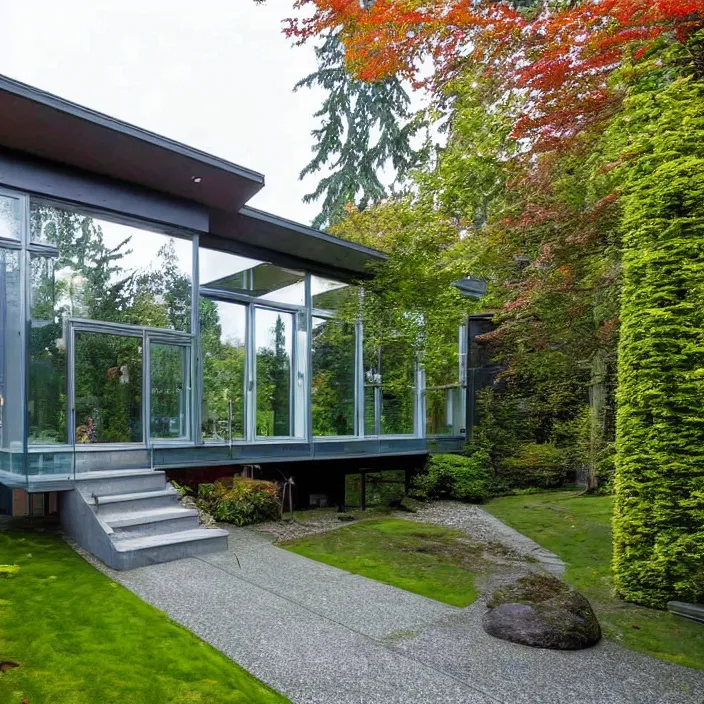 Prompt: glass house at 2875 adanac.st vanvcouver,british columbia,canada