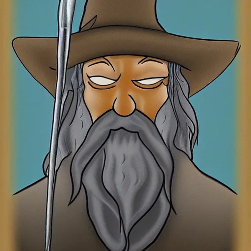 Image similar to gandalf portrait, simpsons cartoon style.