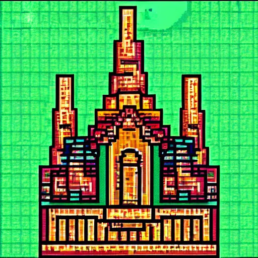 Prompt: temple as pixel art