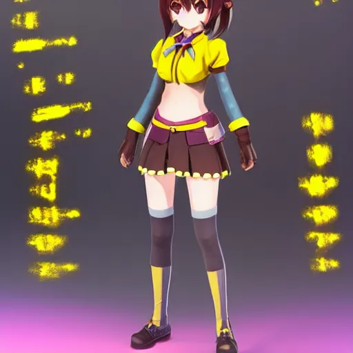 Prompt: generate megumin character design, fine face, vibrant, unreal engine 5 render