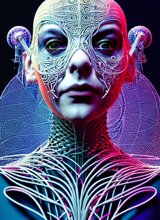 Prompt: portrait of an absurdly beautiful rowan atkinson, graceful, sophisticated, fashionable cyberpunk mechanoid, hyperdetailed illustration by irakli nadar and alexandre ferra, volumetric lighting, celtic fantasy art, psychedelic, intricate, hyper detailed, smooth, vibrant aura, intricate linework, white porcelain skin, faberge, coral