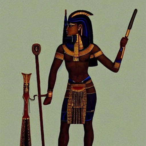 Prompt: photo of a mythical female Egyptian warrior