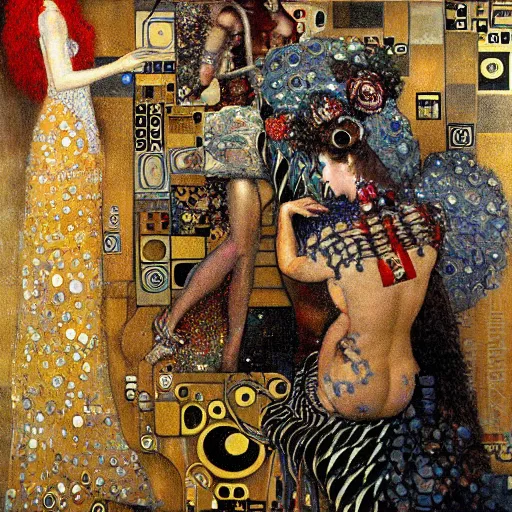 Image similar to robots, intricate detail, painting, jazz age, klimt, royo, frazetta, whealan,