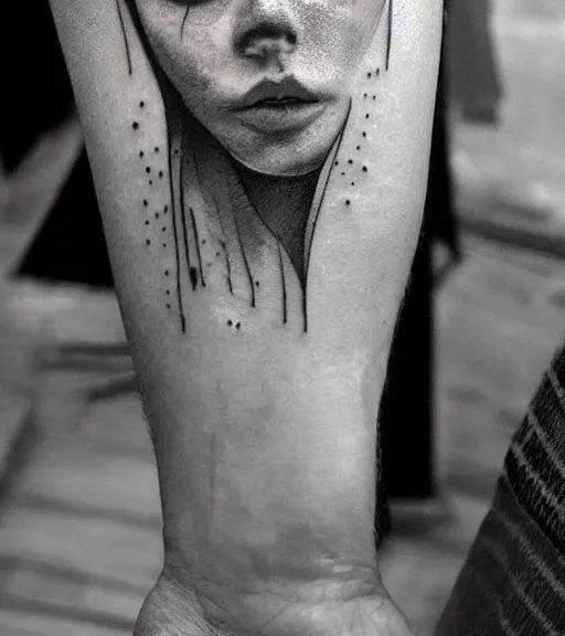 Image similar to ! dream tattoo design sketch of the dart veider, in the style of den yakovlev, realistic face, black and white, realism tattoo, hyper realistic, highly detailed, 3 d