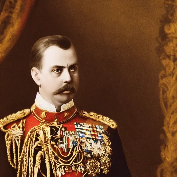 Prompt: portrait of Archduke Franz Ferdinand, Emperor of Austria, Defender of Faith, King of Bohemia and Hungary, by Charlotte Grimm, natural light, detailed face, CANON Eos C300, ƒ1.8, 35mm, 8K, medium-format print