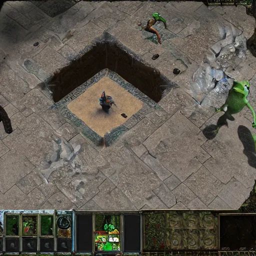 Prompt: Videogame render of Kermit inside Path of exile screenshot, symmetry accurate features