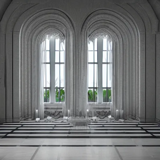 Prompt: ethereal realm, central shot, symmetrical, vray, octane render.