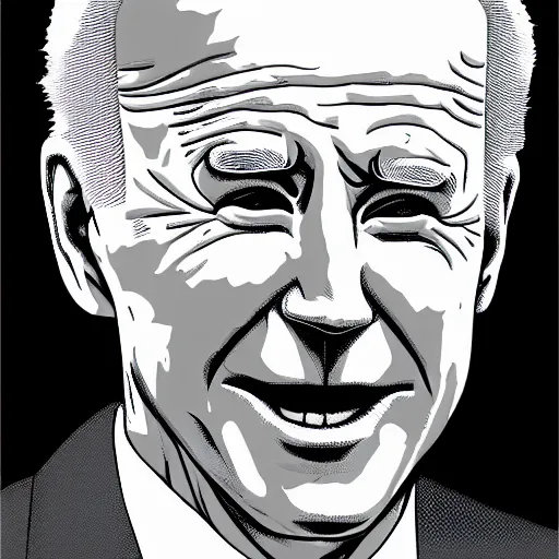 Image similar to Joe Biden in the style of junji ito, 4k resolution