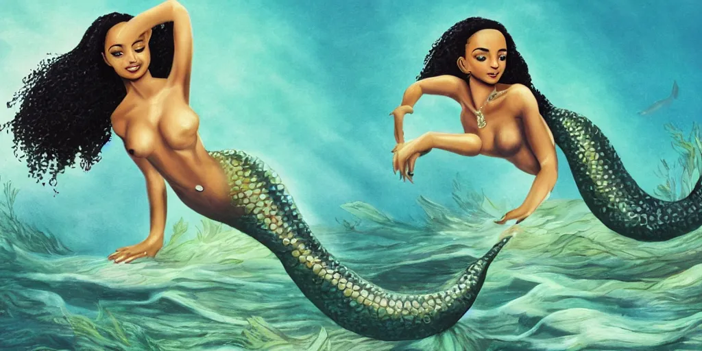 Prompt: Sade as a mermaid from no ordinary love , high quality, sade, detailed, 8k, mermaid