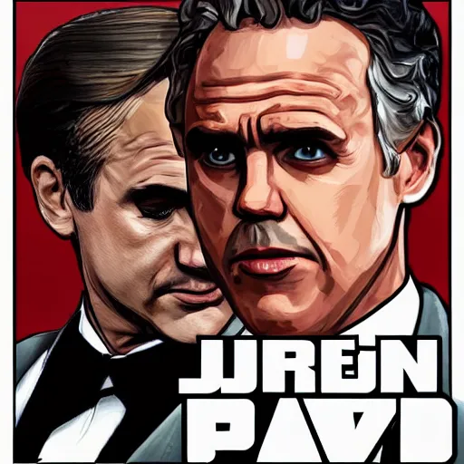 Prompt: Jordan B Peterson GTA cover art