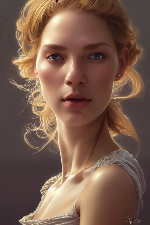 Image similar to clear portrait of a scandinavian attractive women, cottagecore!!, background hyper detailed, character concept, full body, dynamic pose, glowing lights!! intricate, elegant, highly detailed, digital painting, artstation, concept art, smooth, sharp focus, illustration, art by artgerm and greg rutkowski and alphonse mucha