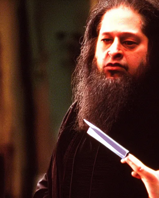 Image similar to Richard Stallman as Morpheus in The Matrix (1999), movie still