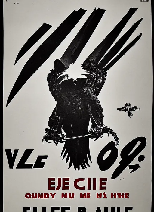 Image similar to vulture eye in 1940s propaganda poster, full hd,highly detailed