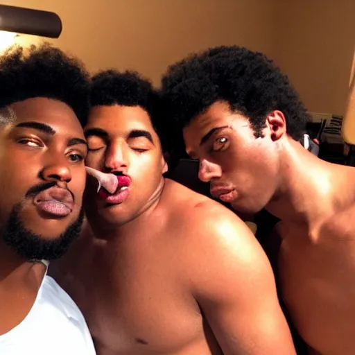 Prompt: kissing the homies goodnight