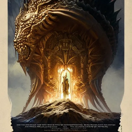 Image similar to exquisite imaginative draconic humanoid poster art, humanoid, gold, movie art, by lucusfilm, weta studio, tom bagshaw, james jean, frank frazetta, 8 k, denoised