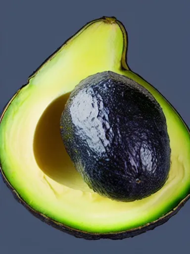 Prompt: a blue avocado