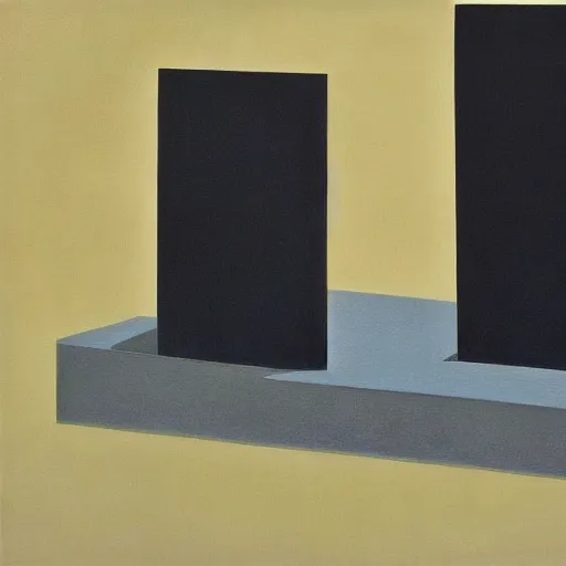 Prompt: painting of an abstract sculpture still life by the caretaker and tadao ando