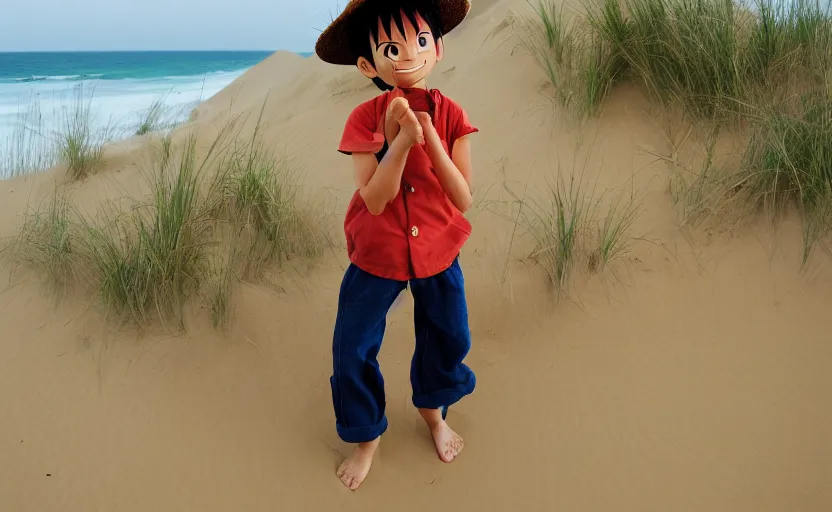 Image similar to a luffy in sand dunes, photography