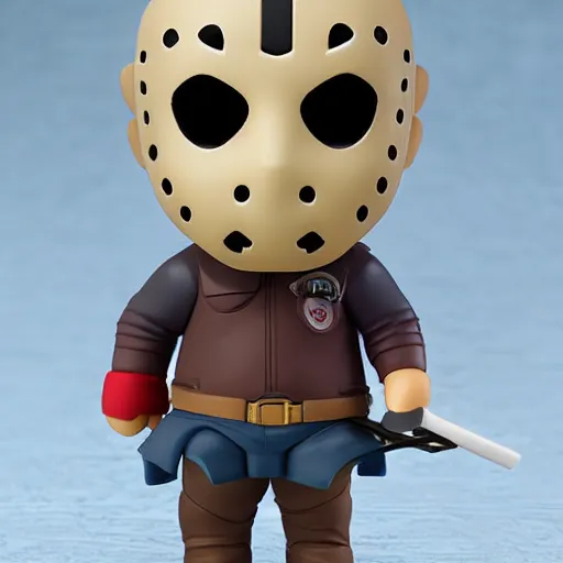 Prompt: high quality portrait flat matte painting of jason voorhees in the style of nendoroid, from friday the 1 3 th, flat anime style, thick painting, medium close - up