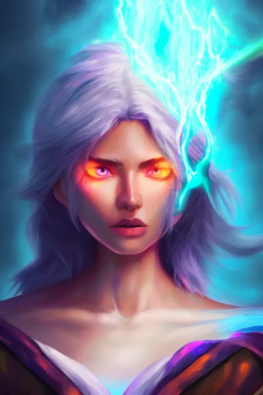 Prompt: a human elemental sorcerer, mountainous setting, colorful magic effects, white skin, portrait, young female, sharp focus, digital art, concept art, trending on artstation, dynamic lighting, by emylie boivin