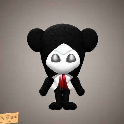 Image similar to cute fumo chibi plush imp, black and white with hearts, hawaiian shirt, soft shadow, vray