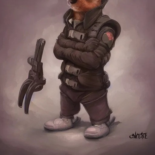 Image similar to cute little anthropomorphic Guinea Pig wearing techwear outfit, ultra wide lens shot , tiny, small, short, cute and adorable, pretty, beautiful, DnD character art portrait, matte fantasy painting, DeviantArt Artstation, by Jason Felix by Steve Argyle by Tyler Jacobson by Peter Mohrbacher, cinematic lighting