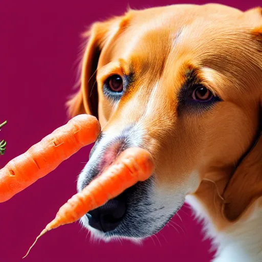 Prompt: A dog eating a carrot, realistic, 4k, detailed