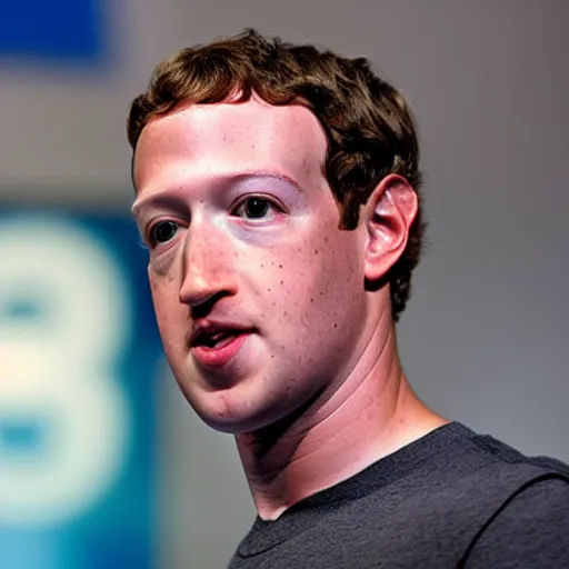 Image similar to photo of Mark Zuckerberg with an extremely stretched face