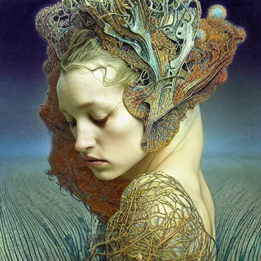 Prompt: queen of jupiter by zdzisław beksinski!!!!!!!!!!!!!!!!!!!, iris van herpen, raymond swanland and alphonse mucha. highly detailed!, hyper - real, beautiful!