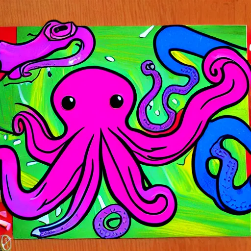 Prompt: colorful octopus playing pieces for a tabletop game