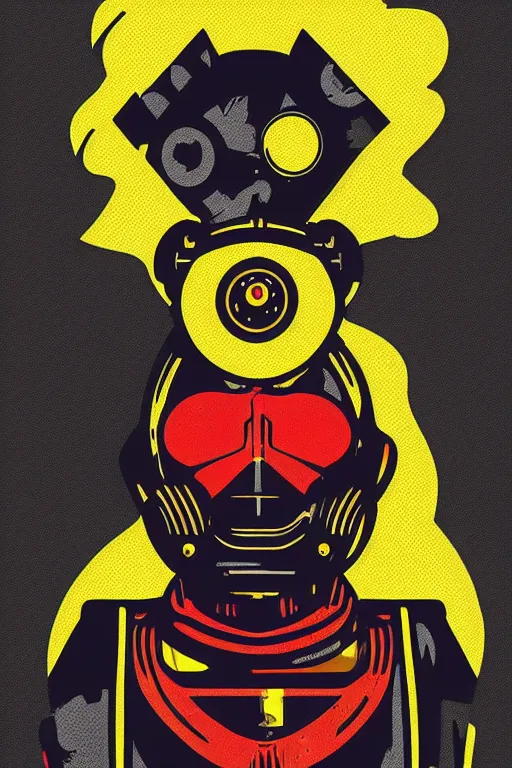 Image similar to fallout 7 6 retro futurist illustration art by butcher billy, sticker, colorful, illustration, highly detailed, simple, smooth and clean vector curves, no jagged lines, vector art, smooth andy warhol style