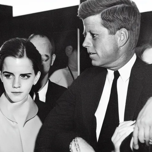 Image similar to emma watson holding the hand of jfk