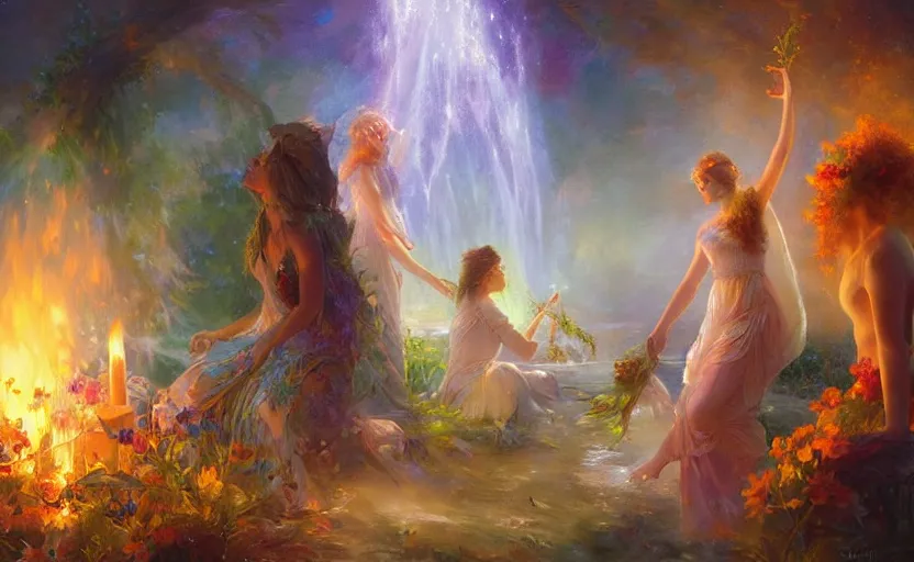 Prompt: kupala night by kev walker and noah bradley and vladimir volegov and delphin enjolras and daniel f. gerhartz