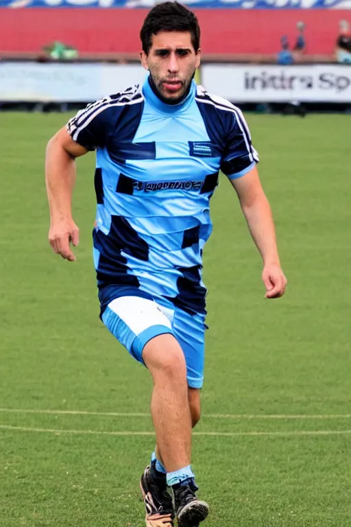 Prompt: jason borgia wearing a racing club de avellaneda shirt