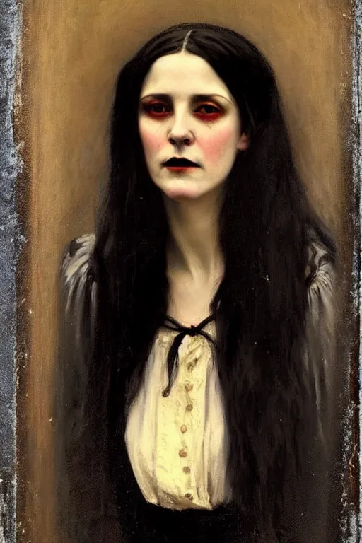 Prompt: ( ( ( ( ( ( ( ( ( ( ( victorian genre painting classic movie vampire portrait ) ) ) ) ) ) ) ) ) ) ) painted by solomon joseph solomon and richard schmid and jeremy lipking!!!!!!!!!!!!!!!!!!!!!!!!!!!!