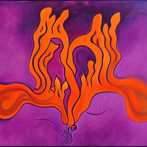 Image similar to a highly detailed painting of the purple hearts in flames, inspired by dali, matisse, klee, bosch, david hockney, trending on artstation, 4 k