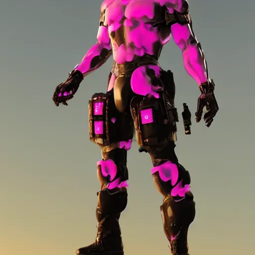 Prompt: 4K HD, unreal engine, metal gear, octane render : (subject= Sundowner from Metal Gear video game + subject detail= man wearing a pink dress, male body proportions)