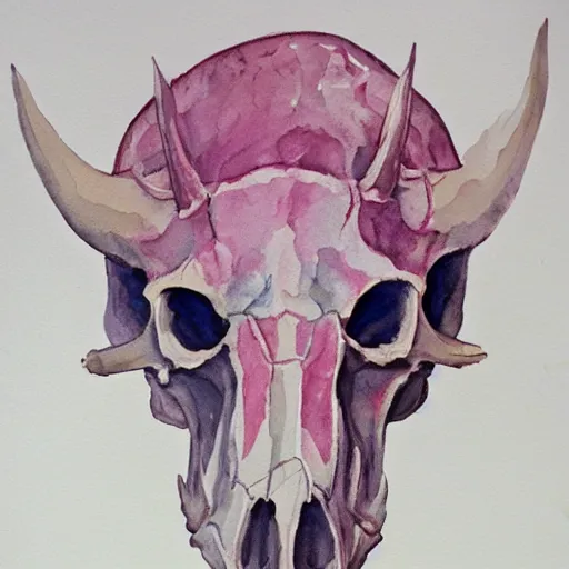 Prompt: triceratops skull, watercolor