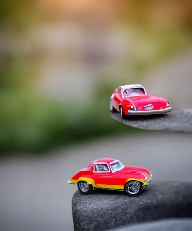 Prompt: high quality presentation photo of a retro toy car, photography 4k f1.8 anamorphic bokeh 4k Canon Nikon