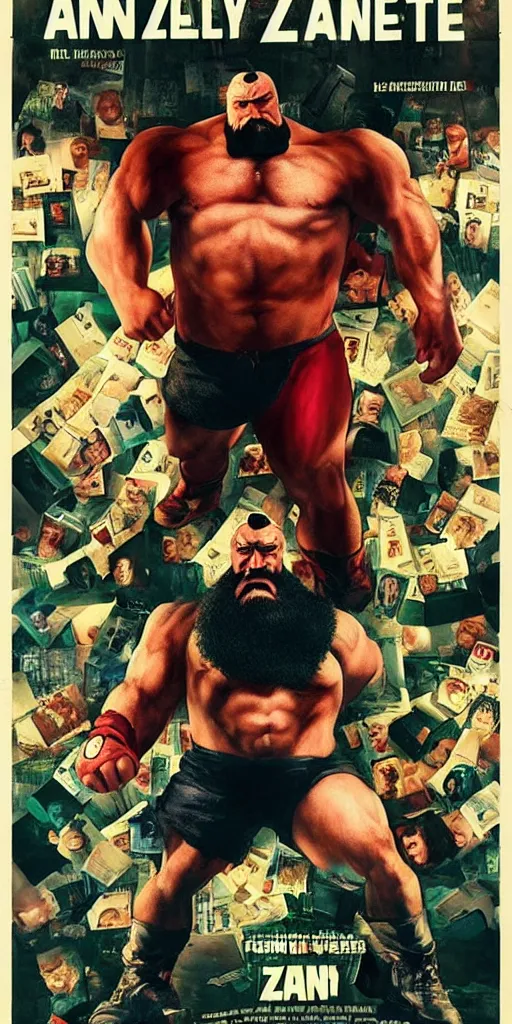 Image similar to movie poster of zangief starring in amelie