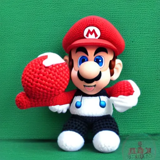 Prompt: mario, amigurumi, white background, 3 d