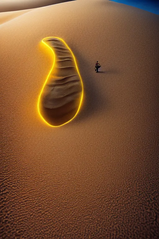 Prompt: hyperrealistic close - up sand worm monster! in dunes highly detailed concept art eric zener elson peter cinematic hard yellow lighting high angle hd 8 k sharp shallow depth of field, inspired by david paul cronenberg and zdzisław beksinski